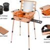 Extra Large Aluminum Trolley Makeup Train Case with Built-in LED Lights Professi