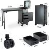 Foldable Makeup and Nail Styling Station with Wheels, LED Mirror, Bluetooth Spea