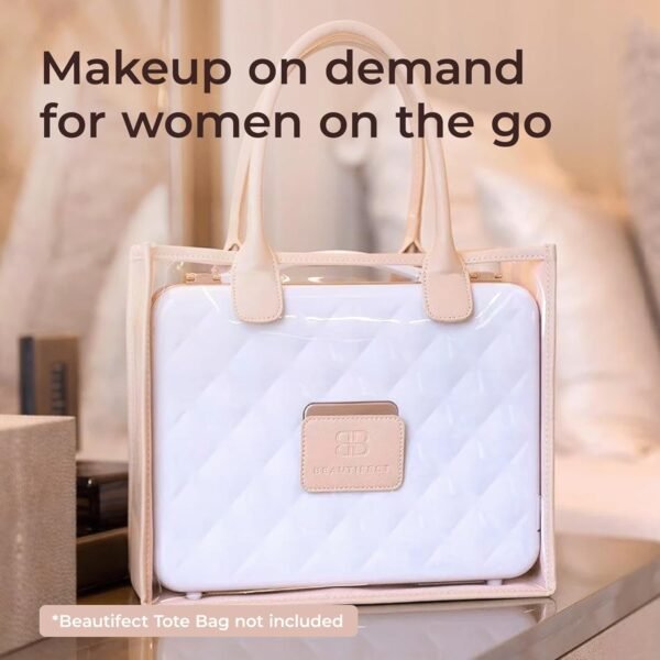 Box Matte Black - Large Makeup Bag with LED Light Up Mirror - Quilted Metallic V