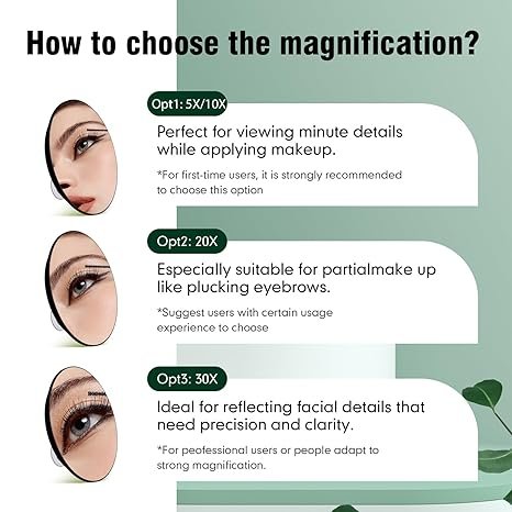 30X Magnifying Mirror with 3 Suction Cups