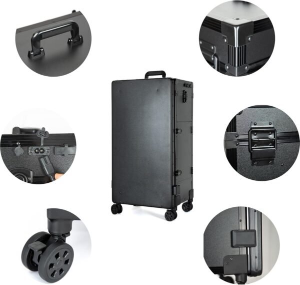 Foldable Makeup and Nail Styling Station with Wheels, LED Mirror, Bluetooth Spea