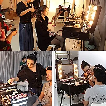 Kemier Makeup Case,Professional Artist Studio Cosmetic Train Table w/4 Rolling W