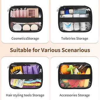 Large Makeup Train Case with Makeup Travel Bag and 4 Clear Makeup Bags for Hairs