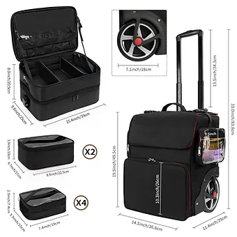 Large Makeup Train Case with Makeup Travel Bag and 4 Clear Makeup Bags for Hairs