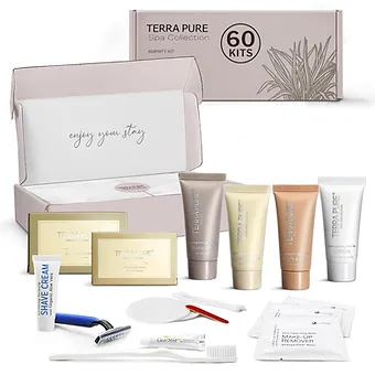 Terra Pure Spa Collection | Amenity & Accessory Kit |1 oz Travel Size Shampoo, C