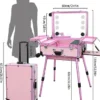 Lorvain Rolling Makeup Train Case with Lighted Mirror, 24 inch Large Make up Cos