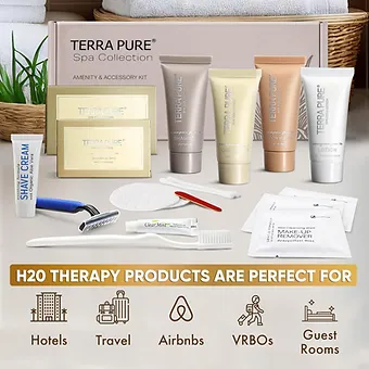 Terra Pure Spa Collection | Amenity & Accessory Kit |1 oz Travel Size Shampoo, C