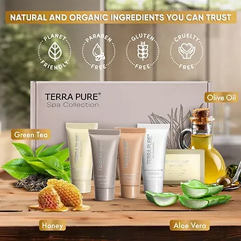 Terra Pure Spa Collection | Amenity & Accessory Kit |1 oz Travel Size Shampoo, C