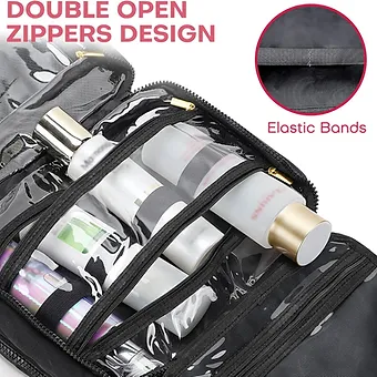 Multifunctional Travel Toiletry Bag, Lightweight Full-open Hanging Makeup Cosmet